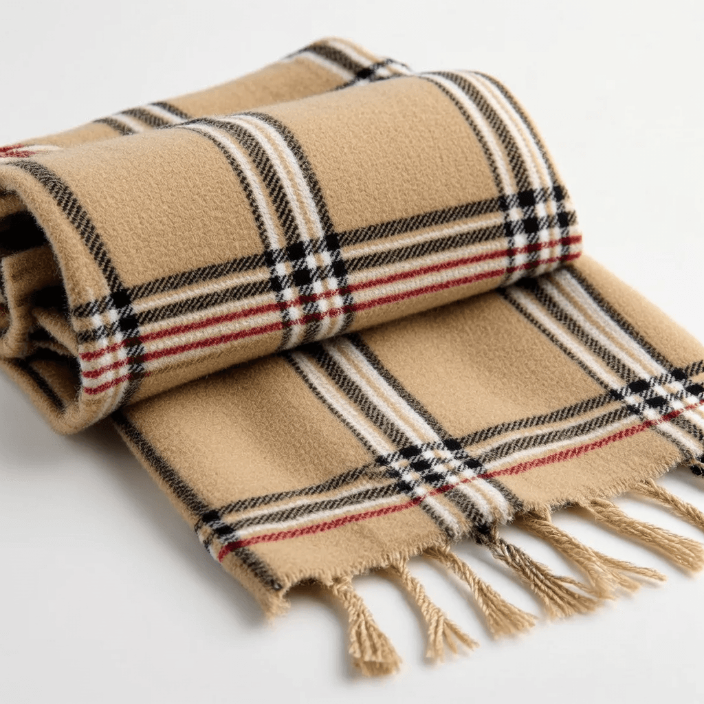 Check Cashmere Scarf Beige One Size — alternate view
